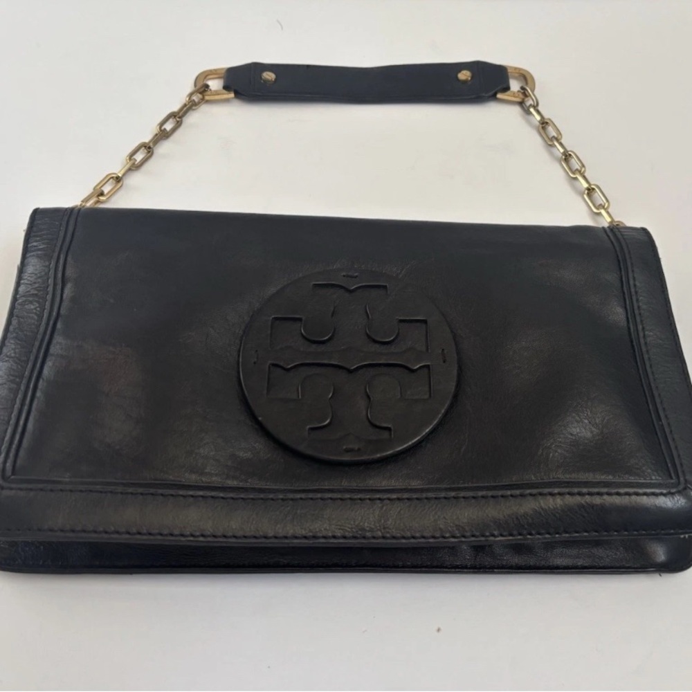 Tory Burch Handbag Purse Black Leather ShoulderBag Clutch - Picture 5 of 11